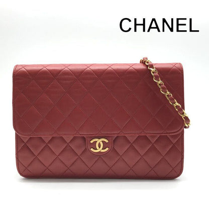 Chanel CC Logo Quilted Chain Shoulder Bag Push Lock Leather