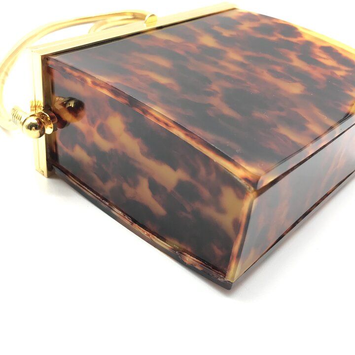 Chanel CC Logo Vintage Tortoiseshell Evening Shoulder Bag Brown Snake Chain — view 5