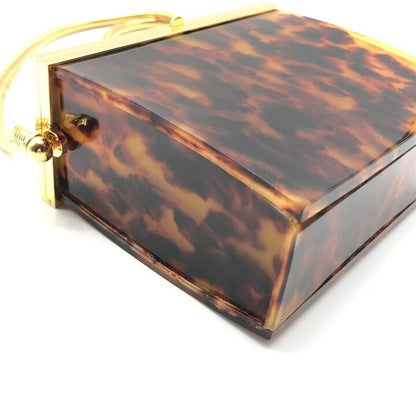 Chanel CC Logo Vintage Tortoiseshell Evening Shoulder Bag Brown Snake Chain — view 5
