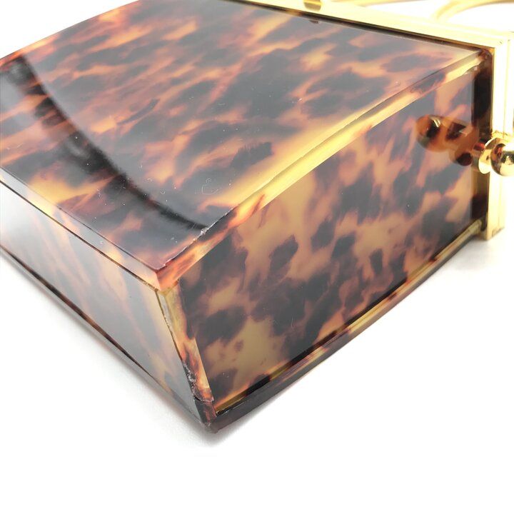 Chanel CC Logo Vintage Tortoiseshell Evening Shoulder Bag Brown Snake Chain — view 6
