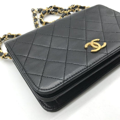 Chanel CC Logo Mini Quilted Chain Shoulder Bag Push Lock Leather Black — view 5