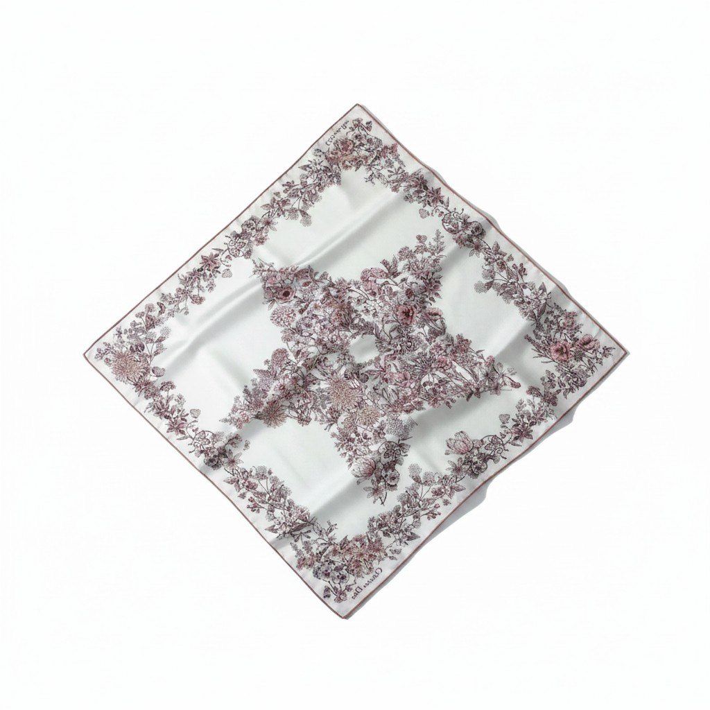 Dior Kept Star 70 Silk Scarf Floral Pattern Multicolor