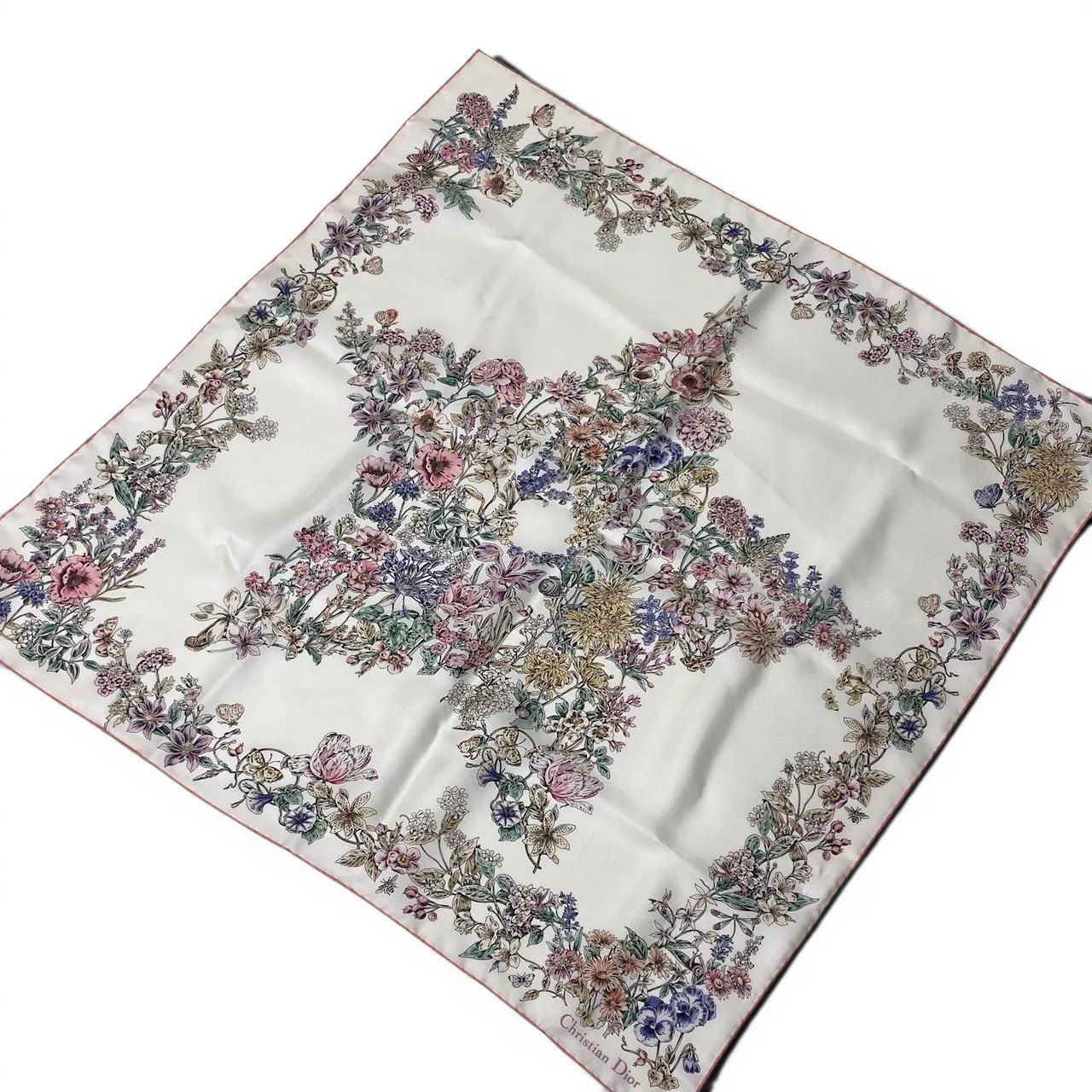 Dior Kept Star 70 Silk Scarf Floral Pattern Multicolor — view 3