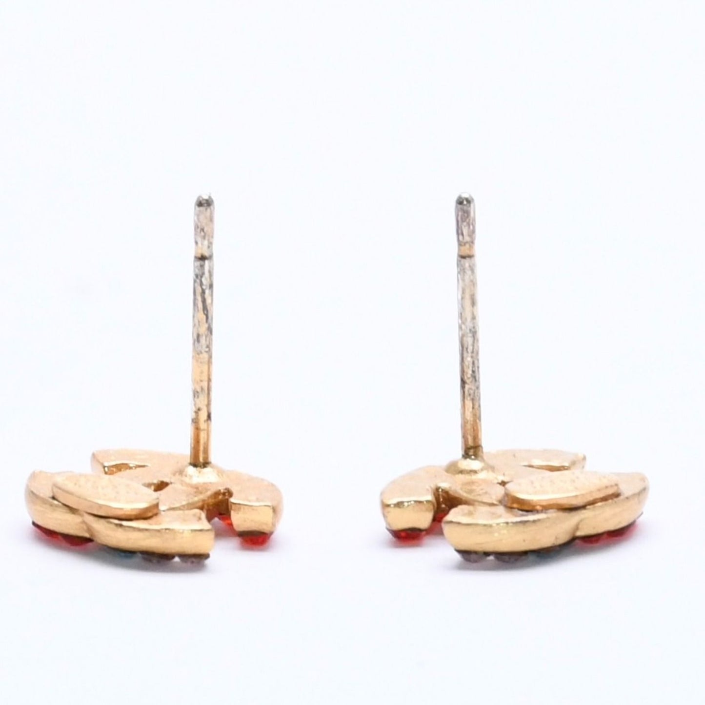 Chanel Earrings CC Logo Rhinestone Gold Multicolor 03 — view 8