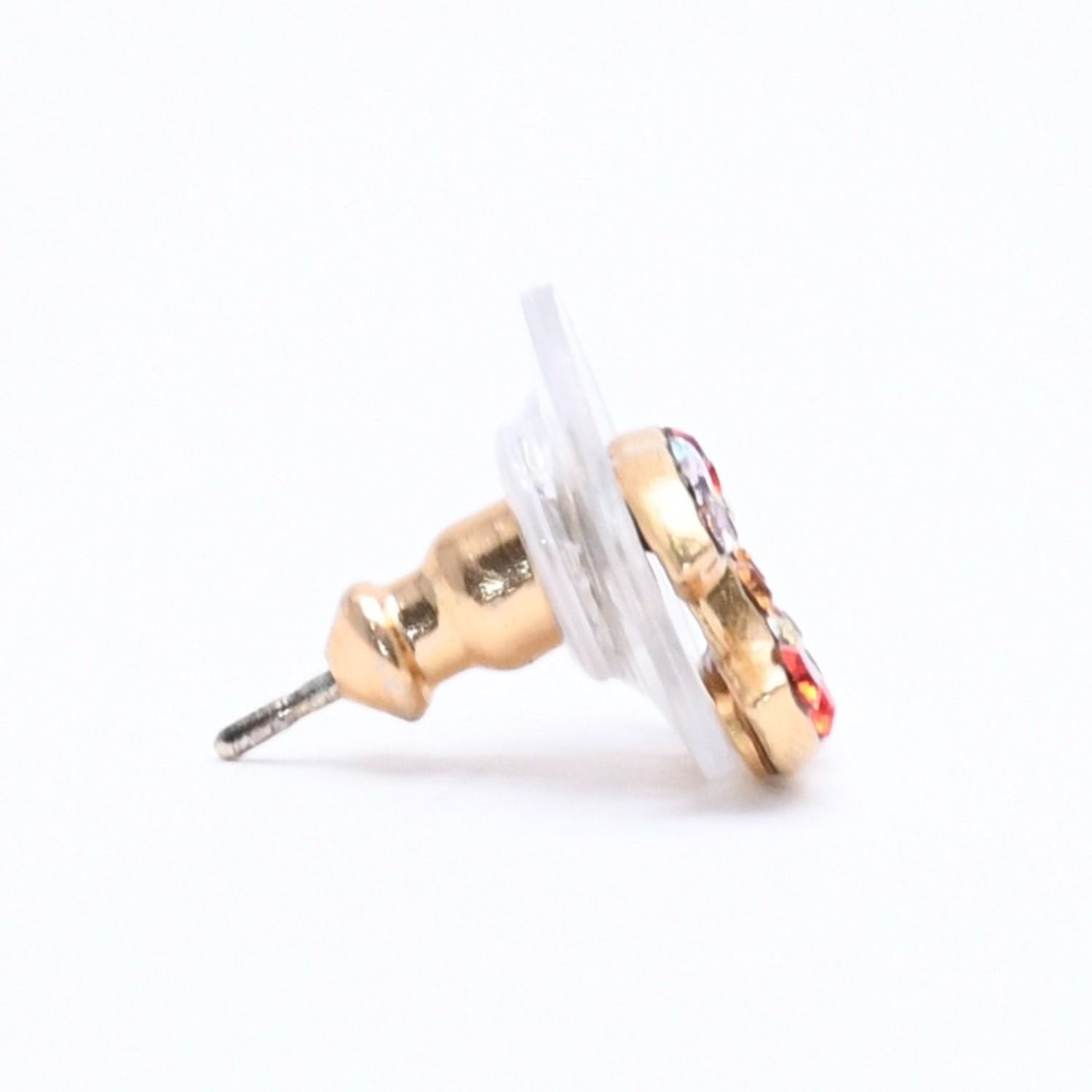Chanel Earrings CC Logo Rhinestone Gold Multicolor 03 — view 4