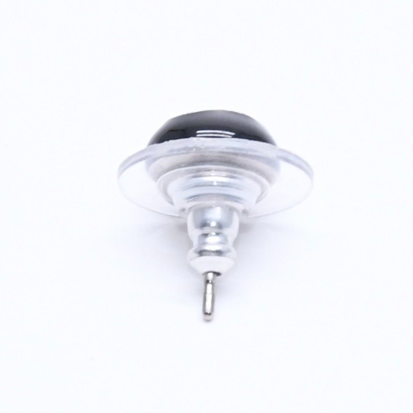 Chanel Button Earrings CC Logo Black Silver 03 — view 6