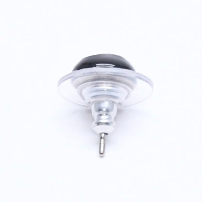 Chanel Button Earrings CC Logo Black Silver 03 — view 6