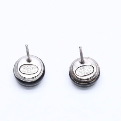 Chanel Button Earrings CC Logo Black Silver 03 — view 7
