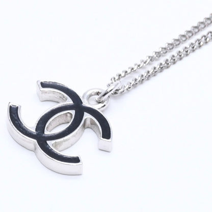 Chanel Necklace CC Logo Black Silver 05 — view 3