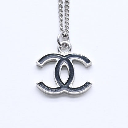 Chanel Necklace CC Logo Black Silver 05 — view 2