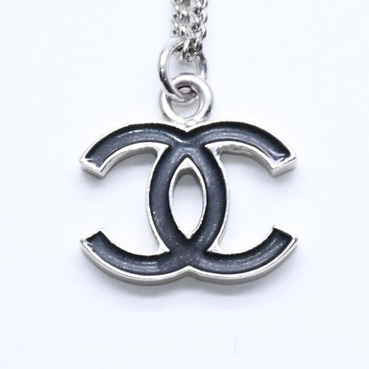 Chanel Necklace CC Logo Black Silver 05 — view 7