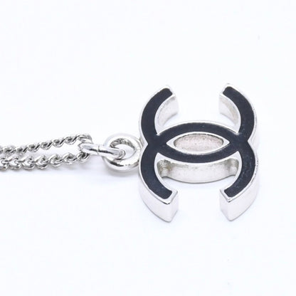 Chanel Necklace CC Logo Black Silver 05 — view 5
