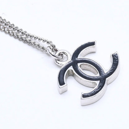 Chanel Necklace CC Logo Black Silver 05 — view 4