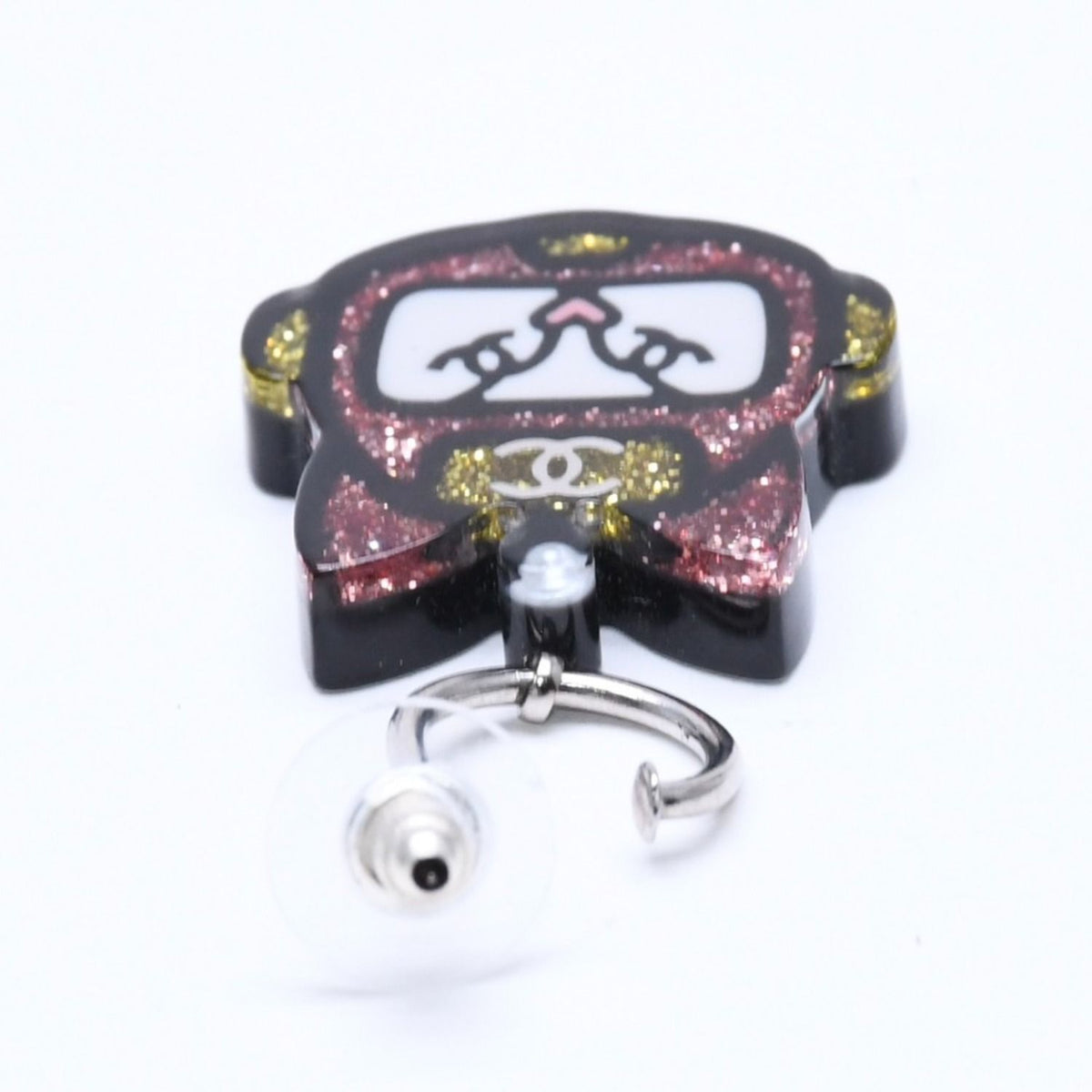 Chanel 17S Earrings Robot Cat Pink Yellow Glitter 17 — view 6