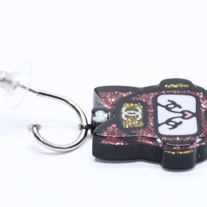 Chanel 17S Earrings Robot Cat Pink Yellow Glitter 17 — view 4
