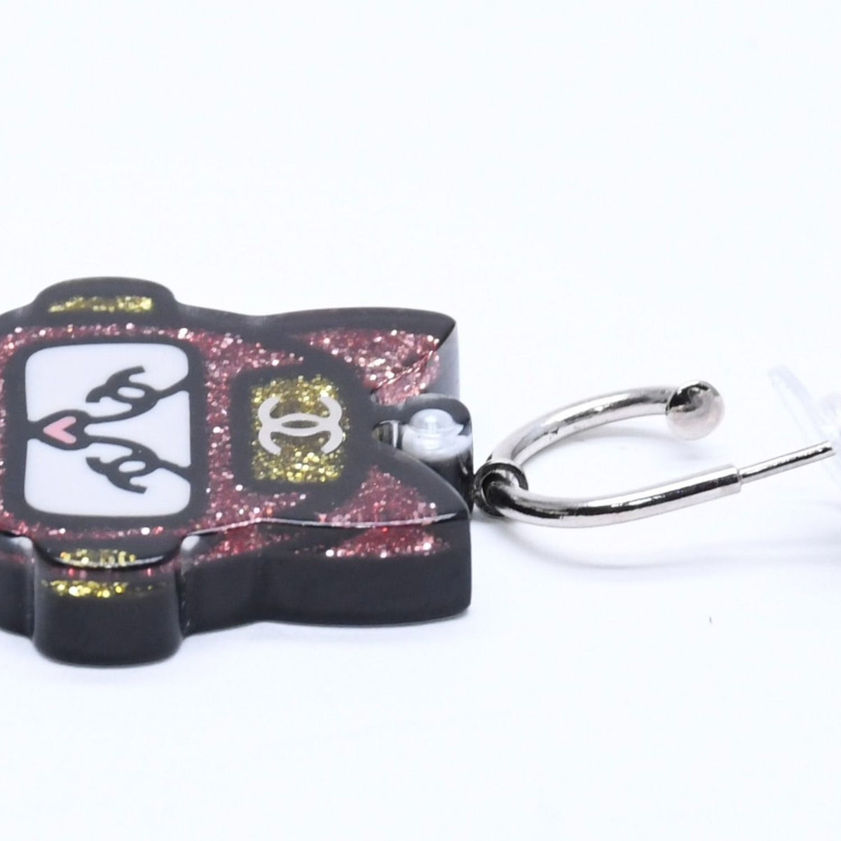 Chanel 17S Earrings Robot Cat Pink Yellow Glitter 17 — view 5