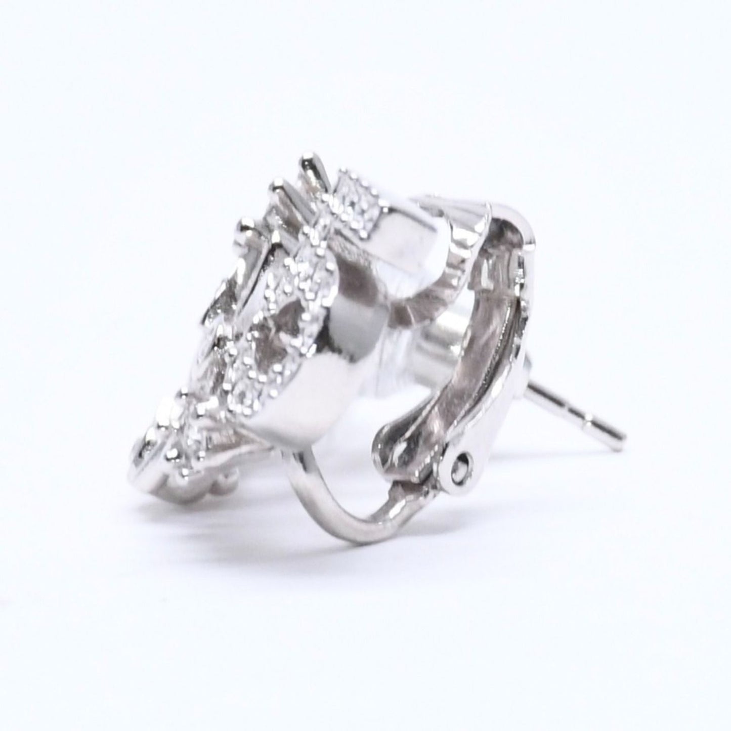 Chanel Earrings Cuff CC Logo & Stamp Metal Rhinestone Silver — view 6