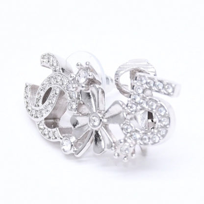 Chanel Earrings Cuff CC Logo & Stamp Metal Rhinestone Silver — view 3