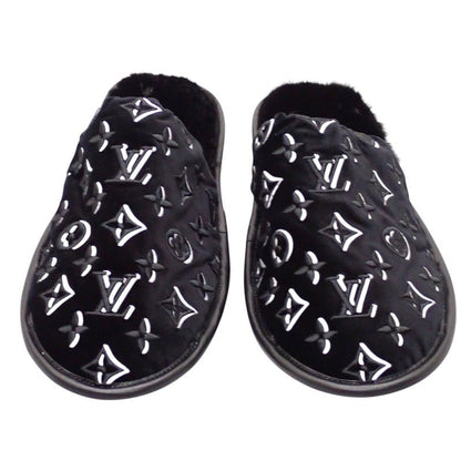 Louis Vuitton LV Suit Line Mules Slippers Room Shoes 42 Velvet Mink Black — view 2