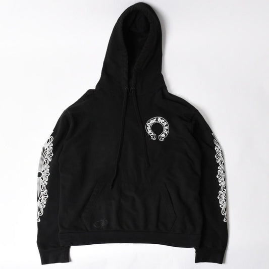 Chrome Hearts Pullover Hoodie Floral Cloth Horseshoe Black L