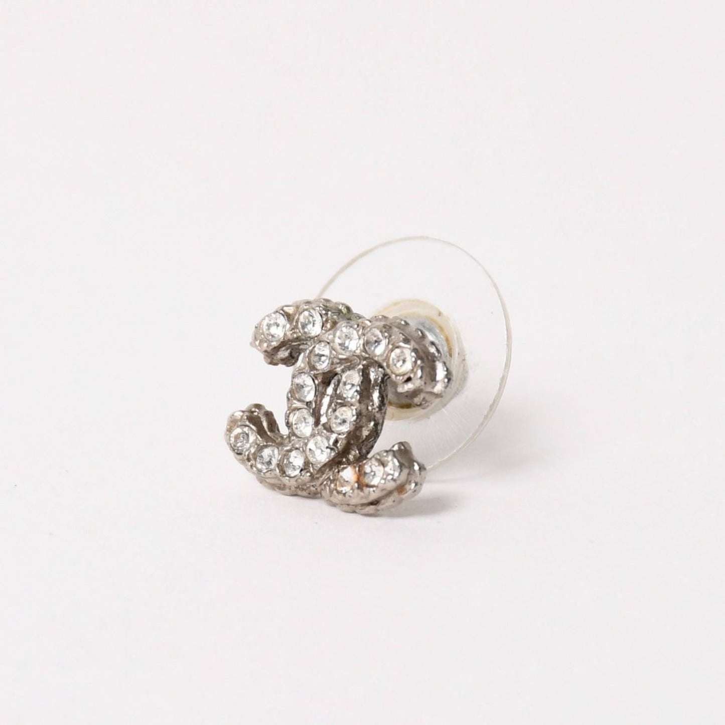 Chanel Earrings CC Logo Rhinestone Metal — view 3