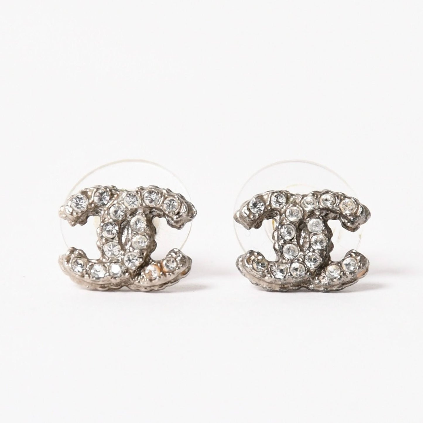 Chanel Earrings CC Logo Rhinestone Metal