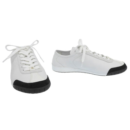 Chanel CC Logo Calfskin Suede Sneakers — view 2