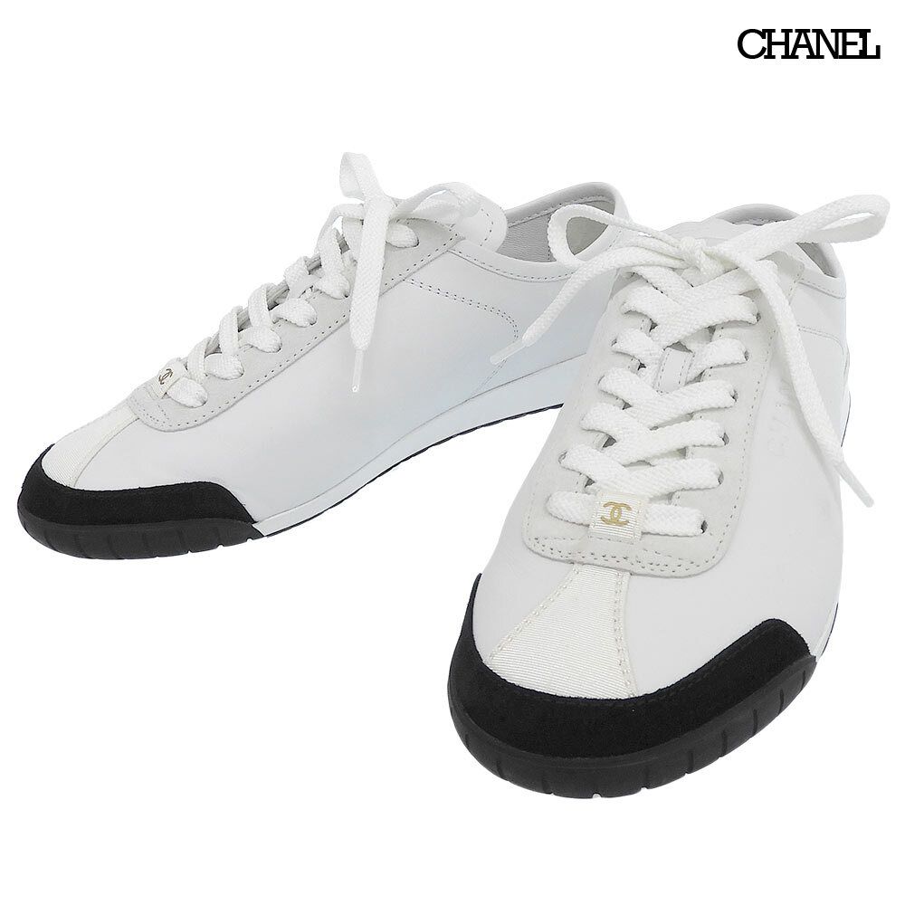 Chanel CC Logo Calfskin Suede Sneakers