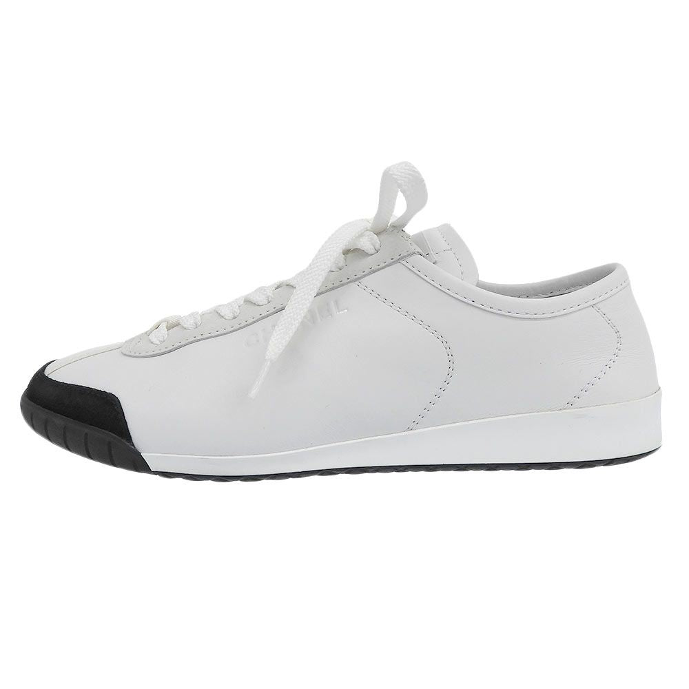 Chanel CC Logo Calfskin Suede Sneakers — view 3