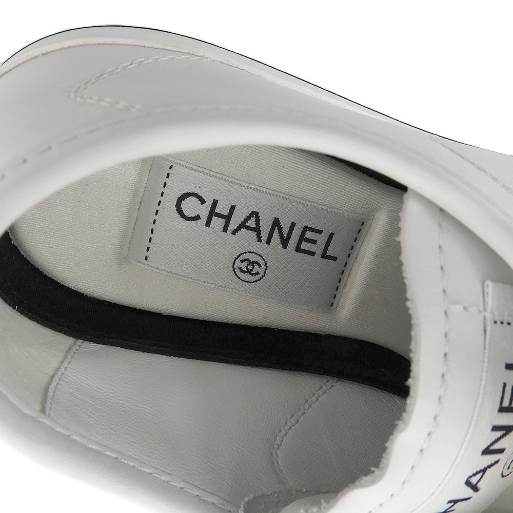 Chanel CC Logo Calfskin Suede Sneakers — view 8
