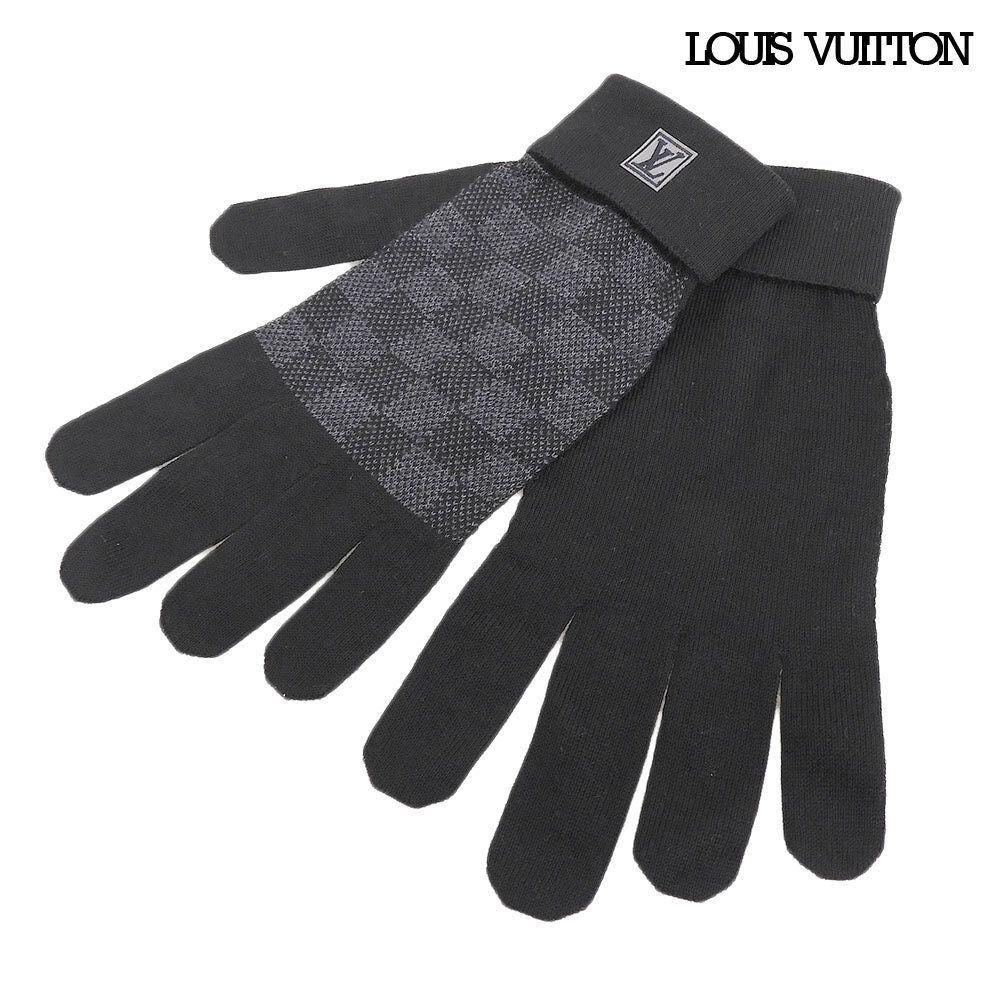 Louis Vuitton Gon Petit Damier Wool Gloves Black