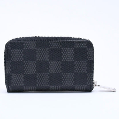 Louis Vuitton Zippy Coin Purse Damier Graphite Mini Wallet Black Silver — view 2
