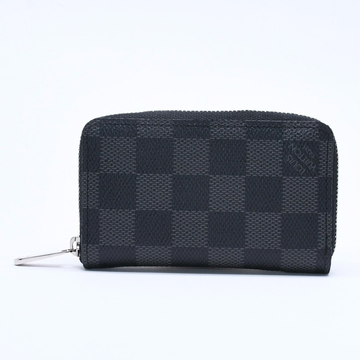 Louis Vuitton Zippy Coin Purse Damier Graphite Mini Wallet Black Silver