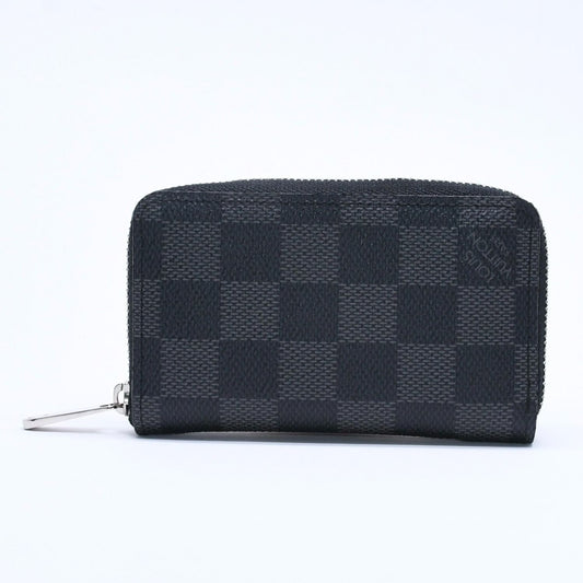 Louis Vuitton Zippy Coin Purse Damier Graphite Mini Wallet Black Silver