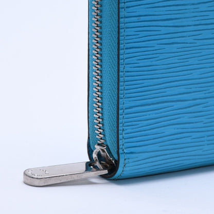 Louis Vuitton Zippy Wallet Epi Leather Silver Turquoise Blue — view 8