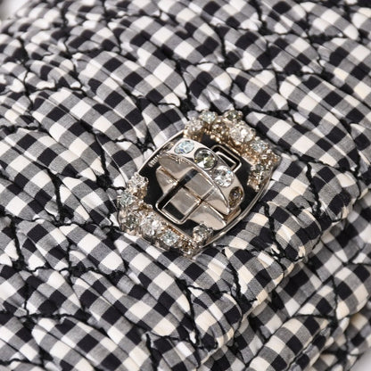Miu Miu Matelasse Bijou Chain Shoulder Bag Gingham Check Rhinestone — view 7