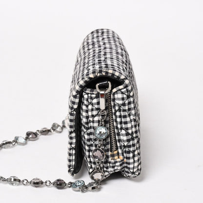 Miu Miu Matelasse Bijou Chain Shoulder Bag Gingham Check Rhinestone — view 4