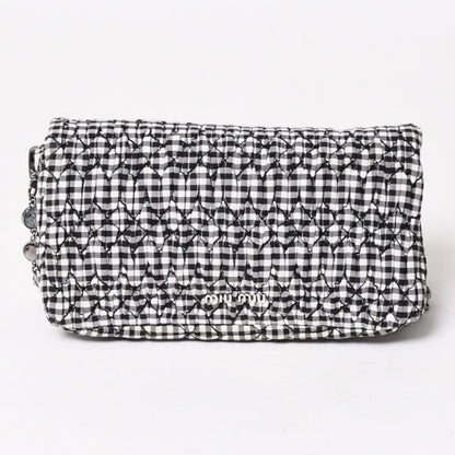 Miu Miu Matelasse Bijou Chain Shoulder Bag Gingham Check Rhinestone — view 2