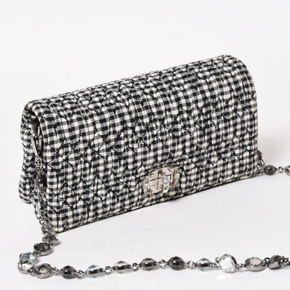 Miu Miu Matelasse Bijou Chain Shoulder Bag Gingham Check Rhinestone — view 3