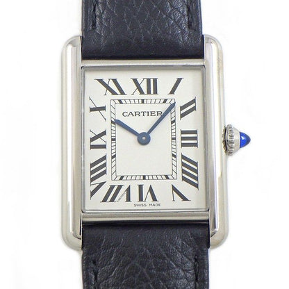 Cartier Watch Tank Must LM Silver Dial Roman Index SS Leather Quartz Analog