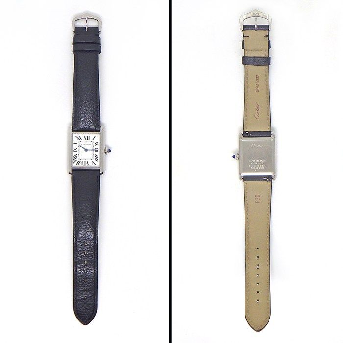 Cartier Watch Tank Must LM Silver Dial Roman Index SS Leather Quartz Analog — view 3