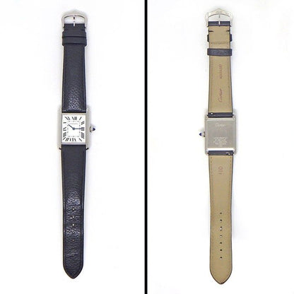 Cartier Watch Tank Must LM Silver Dial Roman Index SS Leather Quartz Analog — view 3