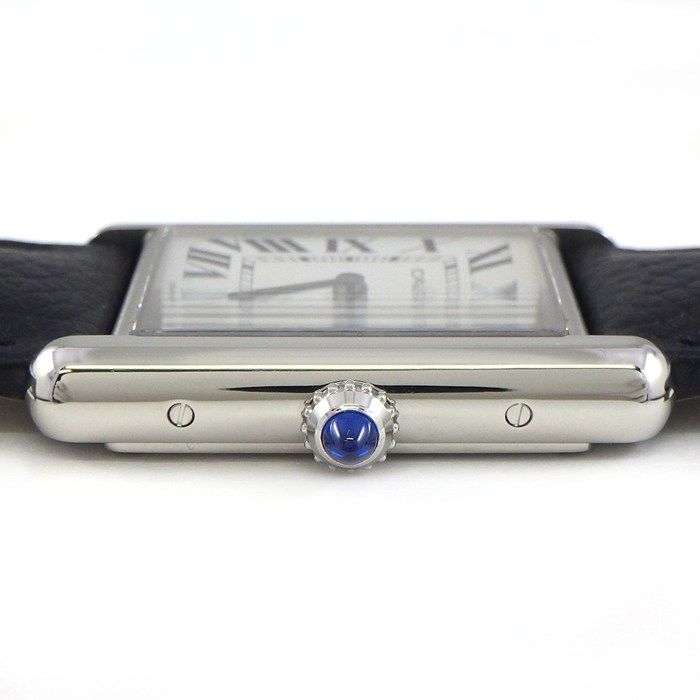 Cartier Watch Tank Must LM Silver Dial Roman Index SS Leather Quartz Analog — view 2