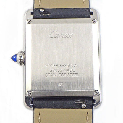 Cartier Watch Tank Must LM Silver Dial Roman Index SS Leather Quartz Analog — view 4