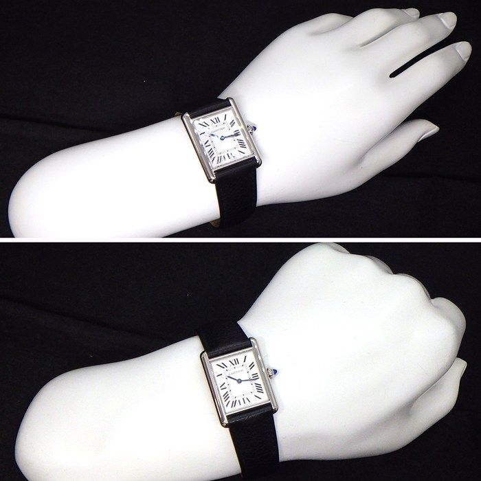 Cartier Watch Tank Must LM Silver Dial Roman Index SS Leather Quartz Analog — view 8