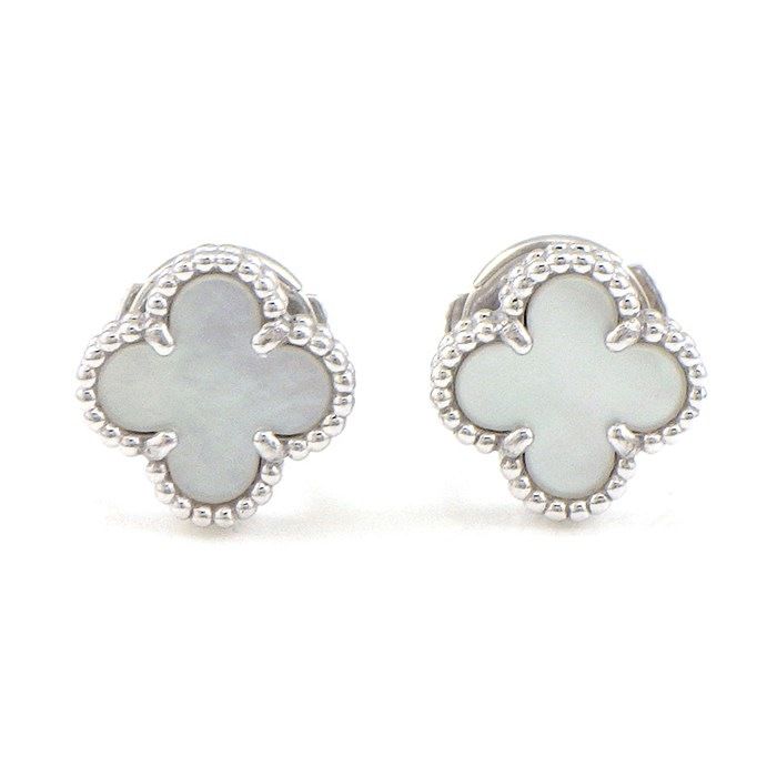 Van Cleef & Arpels Earrings Sweet Alhambra White Shell 18K White Gold