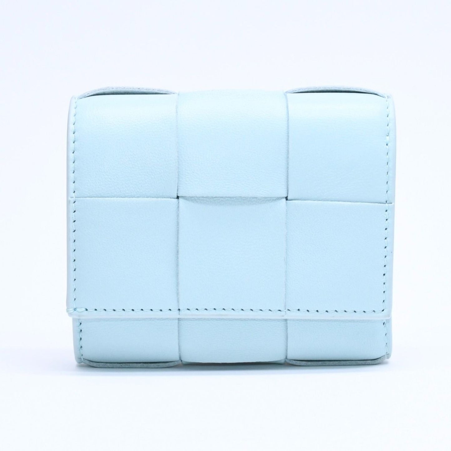 Bottega Veneta Trifold Wallet Maxi Intrecciato Cassette Compact Light Blue
