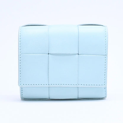 Bottega Veneta Trifold Wallet Maxi Intrecciato Cassette Compact Light Blue