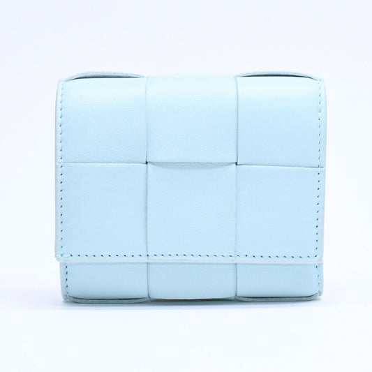 Bottega Veneta Trifold Wallet Maxi Intrecciato Cassette Compact Light Blue