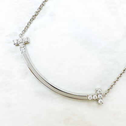 Tiffany & Co T Smile Diamond White Gold Necklace — view 2